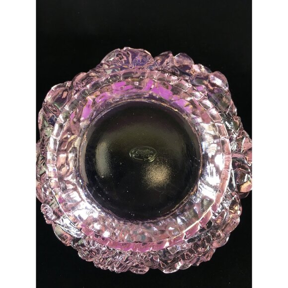 Vintage Fenton Art Glass Powder Jar Trinket Box with Lid Transparent Pink Floral - Picture 6 of 16